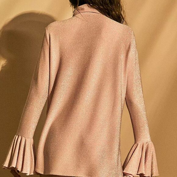 Sleeper Cosmos Lounge Suit M Top and S Pants Flared Pink Glitter Shimmer $350 - Picture 11 of 15